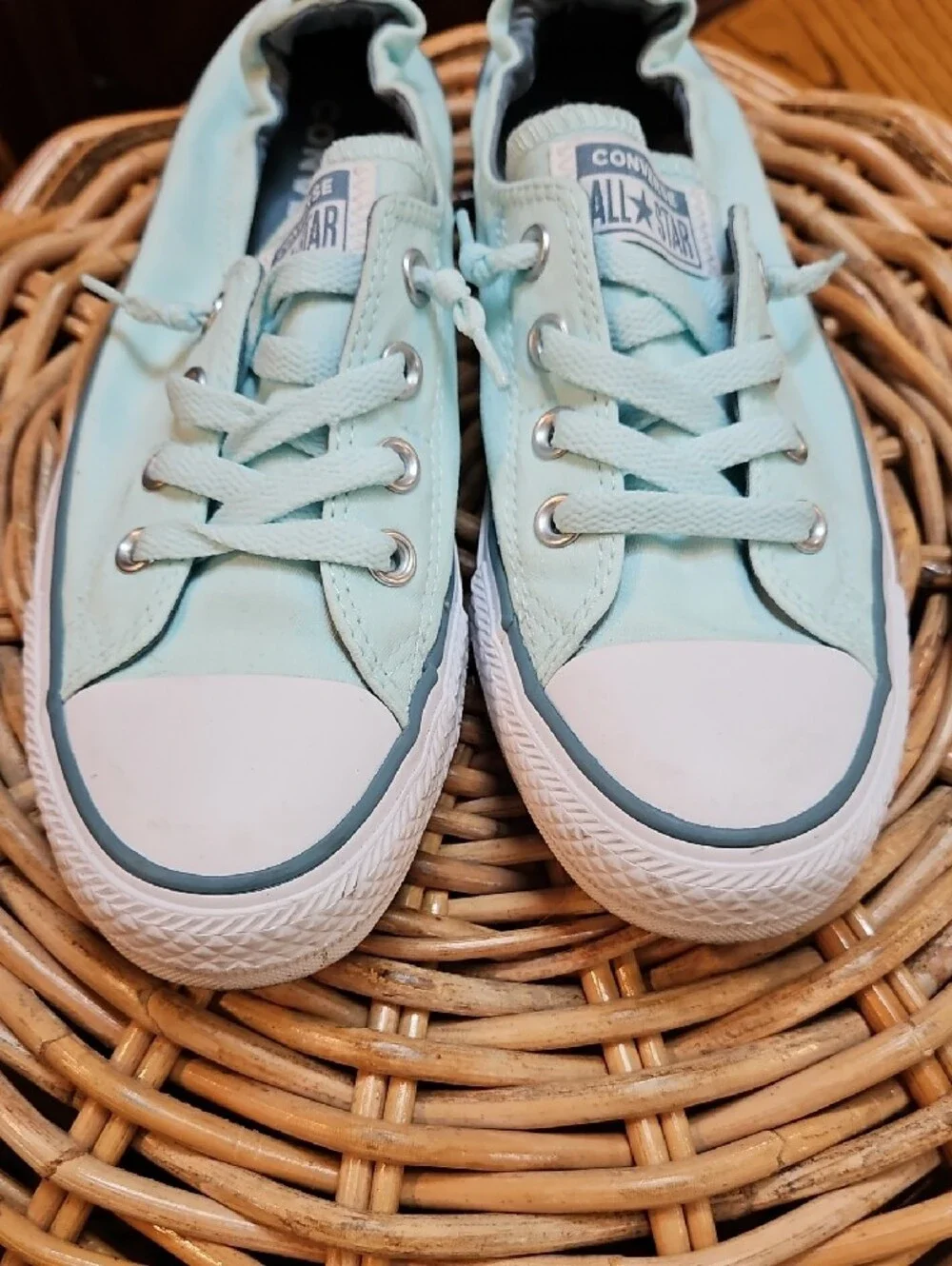 Converse Shoreline Classic Low Top Elastic Back Sneakers Light Mint Color Sz 8 - Picture 8 of 16